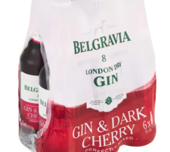Belgravia London Dry Gin & Dark Cherry Spirit Cooler Bottles 6 x 275ml