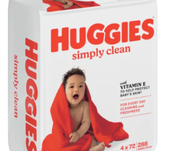Huggies Simply Clean Baby Wipes 4 x 72 Pack
