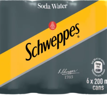 Schweppes Soda Water Soft Drink Cans 6 x 200ml