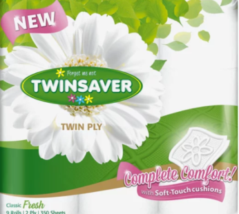 Twinsaver Luxury White Twin Ply Toilet Paper 9 Pack